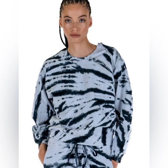NWT Lacausa Anthropology Tie Dyed Crewneck Sweatshirt Black & Grey Size M - Picture 1 of 8